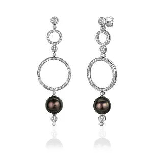 купить Золотые серьги с жемчугом и бриллиантами 0,73 карат в Москве