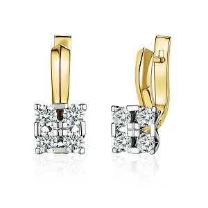 купить Золотые серьги с природными бриллиантами 1,32 карат в Москве