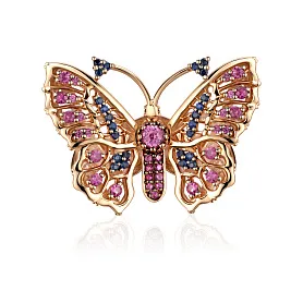 купить Золотое кольцо с сапфирами "Бабочка" в Москве