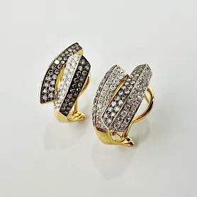 купить Золотые серьги с природными бриллиантами 0,94 карат в Москве