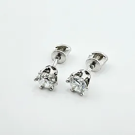 купить Золотые серьги - пусеты с природными бриллиантами 0,49 карат МЮЗ в Москве