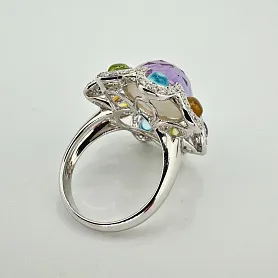 купить Золотое кольцо с аметистами, цитринами и топазами в Москве