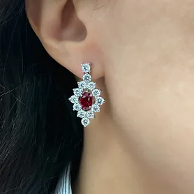 купить Золотые серьги с природными рубинами и бриллиантами 4,94 карат в Москве