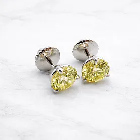 купить Золотые серьги - пусеты с жёлтыми бриллиантами 3.04 карат в Москве