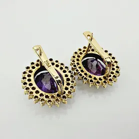 купить Золотые серьги с аметистами и бриллиантами 2,70 карат в Москве