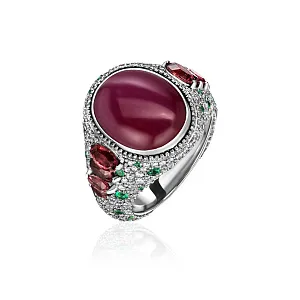 купить Золотое кольцо со звёздчатым рубином 7,71 карат в Москве