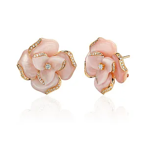 купить Золотые серьги с перламутром и бриллиантами в Москве