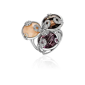 купить Золотое кольцо с кварцем и аметистом Италия 750 в Москве