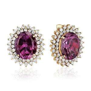 купить Золотые серьги с аметистами и бриллиантами 2,70 карат в Москве