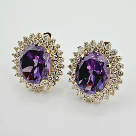 купить Золотые серьги с аметистами и бриллиантами 2,70 карат в Москве